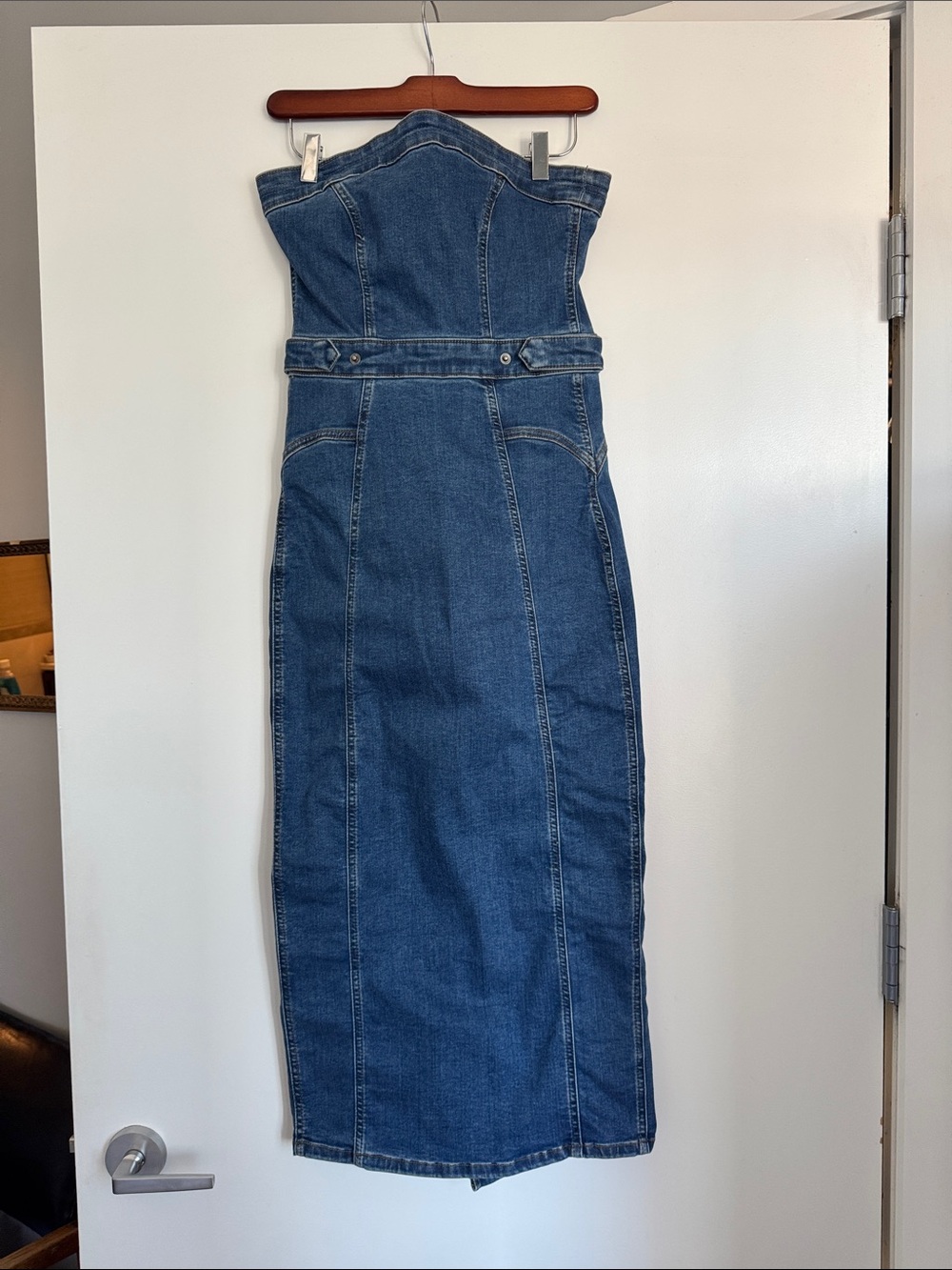 Good American Strapless Denim Maxi Dress - Blue